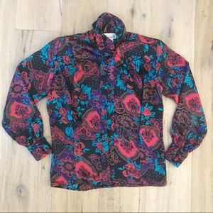 Vintage Paisley Button-down Blouse